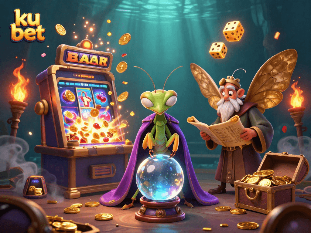 Engage with ku bet's vibrant casino scene featuring animated characters and dynamic gaming elements.