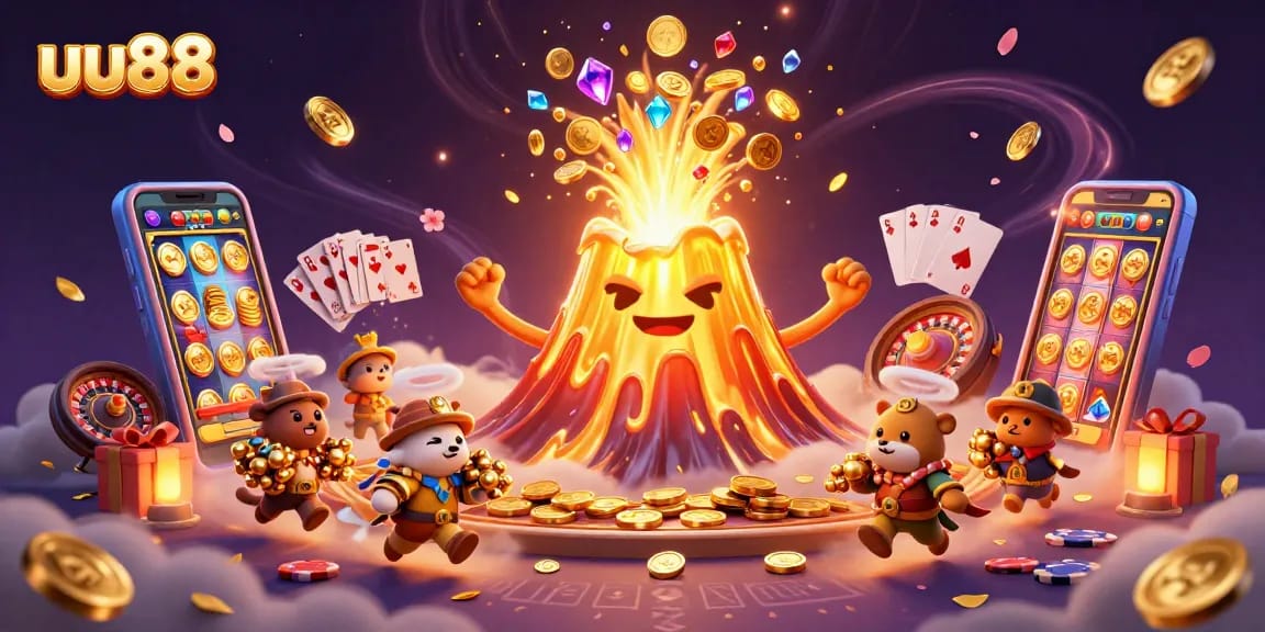 Experience thrilling jackpot wins with uu88's vibrant 3D casino scene featuring treasure and gaming excitement.