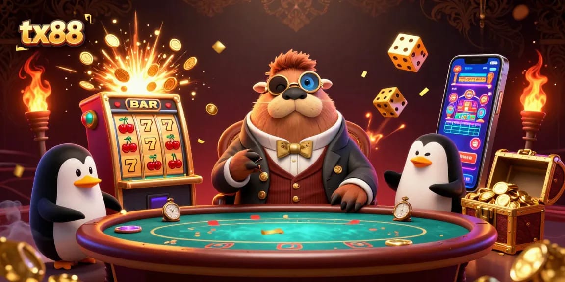 Experience thrilling action in tx88 as a walrus plays poker at an underwater casino.