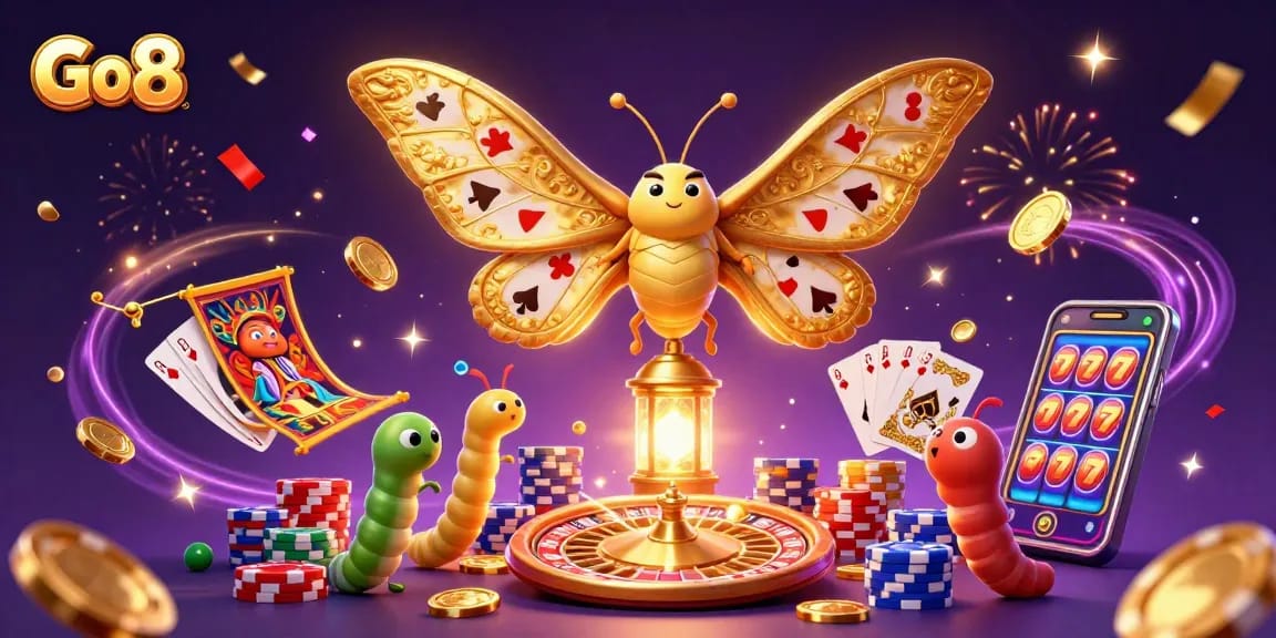 Win big at Go8 with a magical casino scene featuring vibrant games and treasures