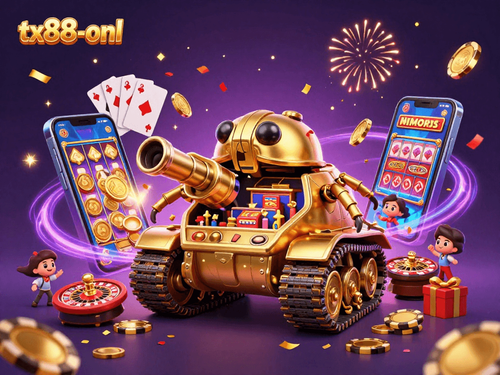Experience excitement at tx88-onl with a massive golden beetle tank casino scene.