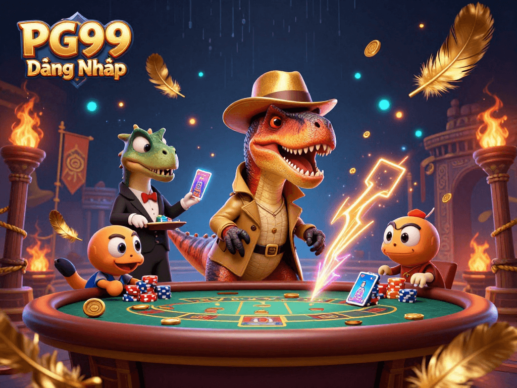 Join the gaming excitement with PG99 Đăng Nhập at a blackjack table with a clever velociraptor.
