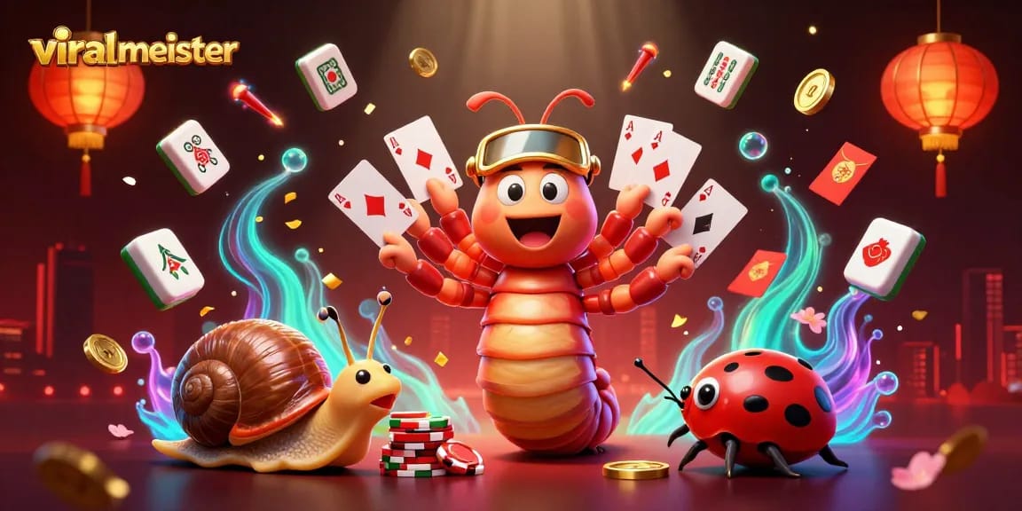 Experience the excitement of gaming with viralmeister in a lush 3D casino illustration filled with action.