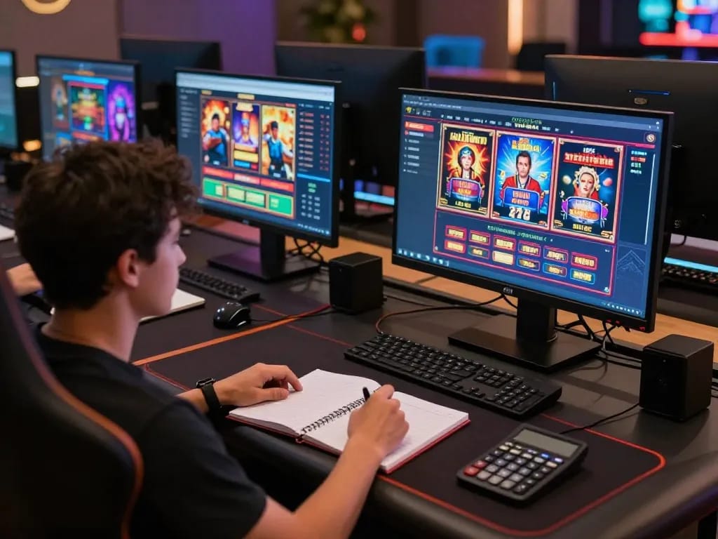 Engaging online gaming experience at MM88 with vibrant game interfaces and strategic setup.