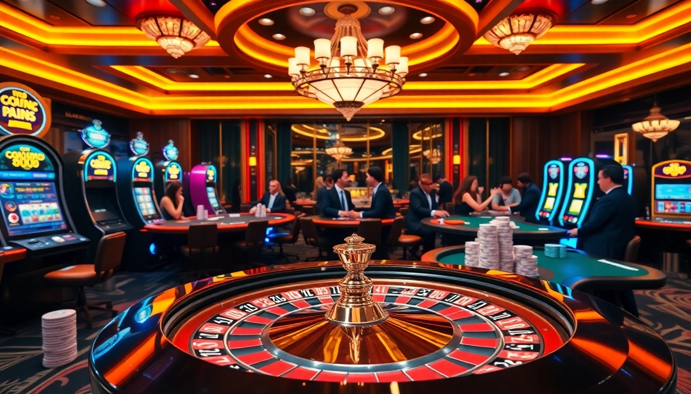 Exciting gambling scene showcasing the luxurious atmosphere of https://c168seo.com/ casino, featuring roulette and poker.
