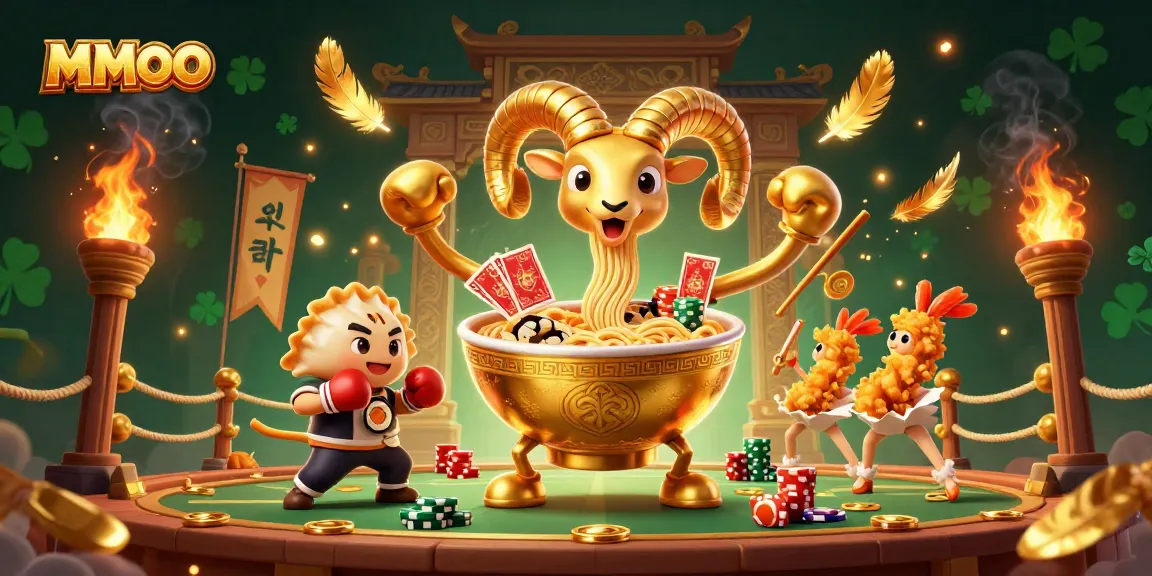 Engage in thrilling games at MMOO with giant ramen bowl dealer and dynamic Asian casino elements.