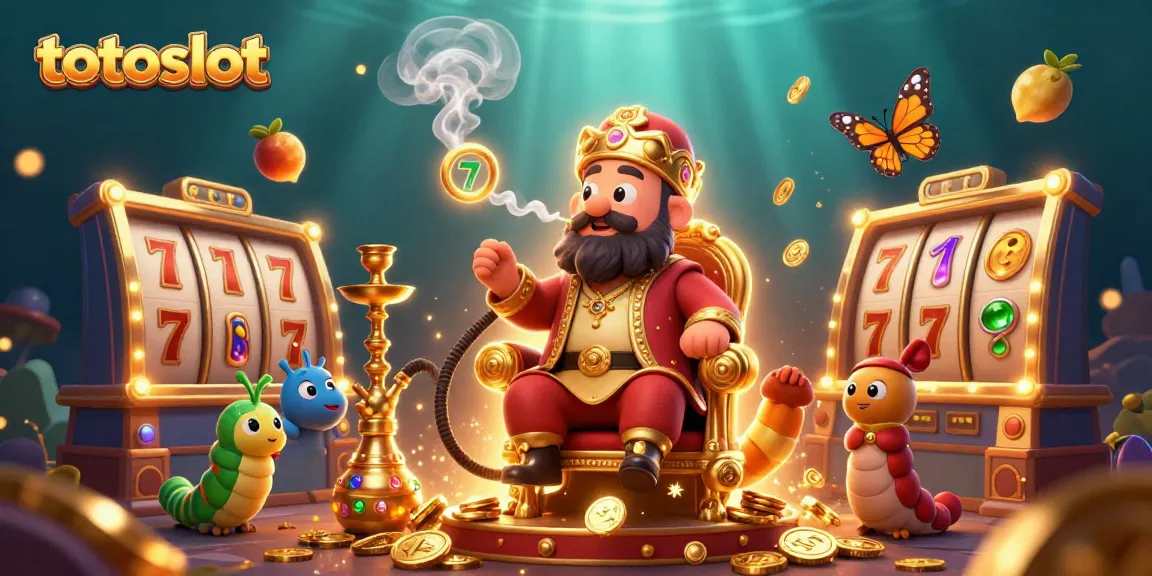 Totoslot spins winning reels with a vibrant 3D caterpillar and golden jackpot coins lighting up the casino