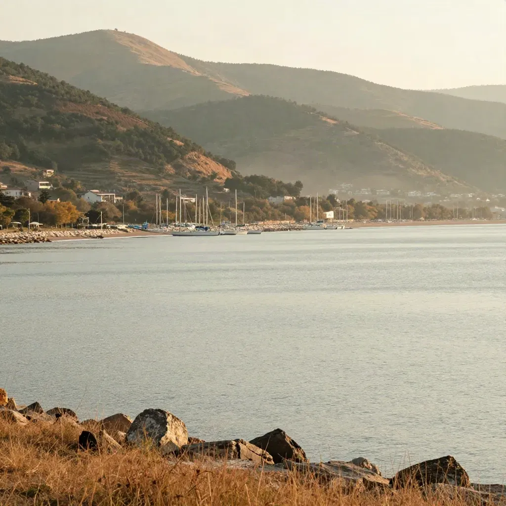 İzmit Körfezi, Kartepe yamaçları ve sisli kıyı şeridi.