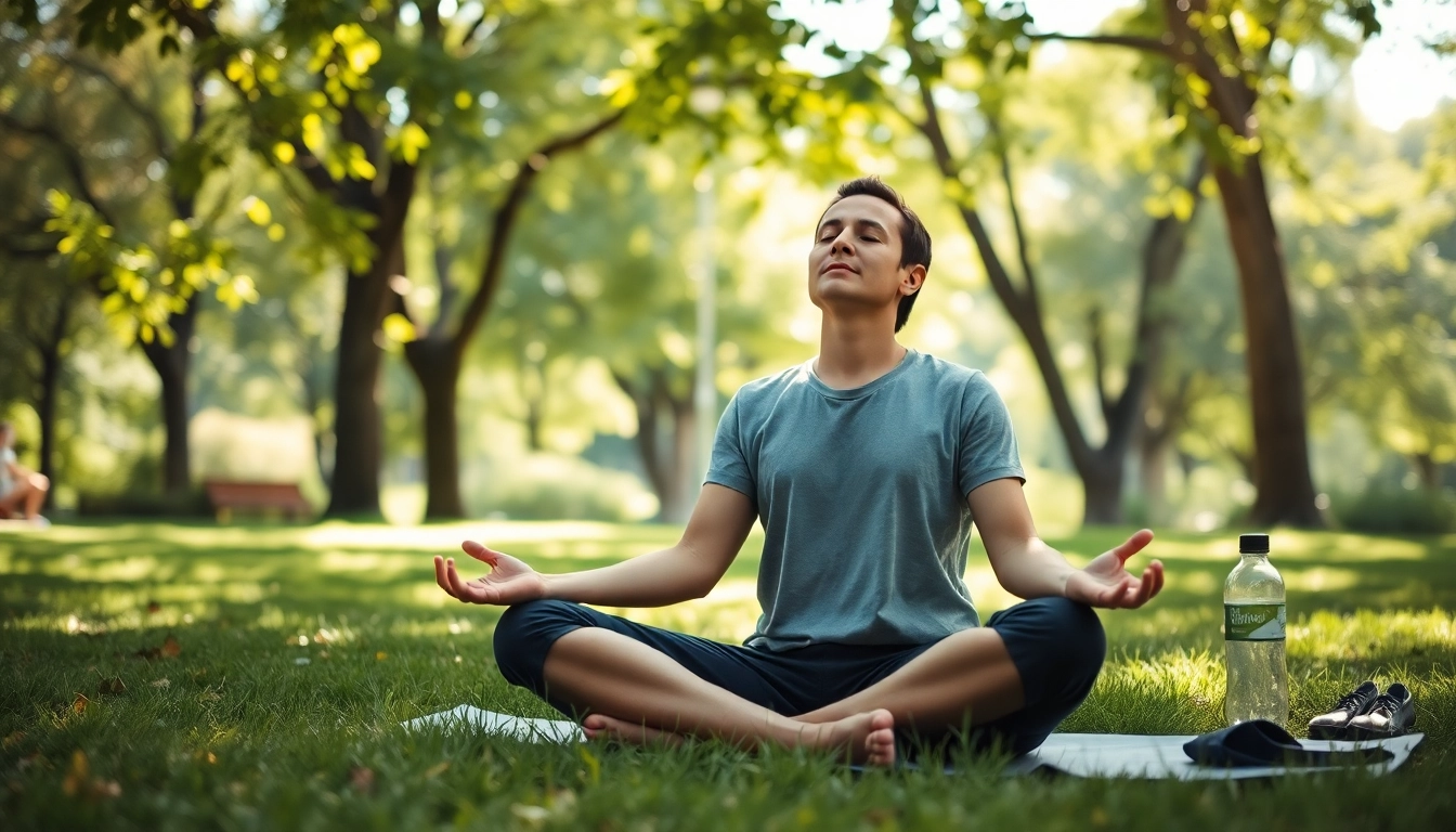 Individual meditating in nature, showcasing relaxation techniques for stress and anxiety relief.