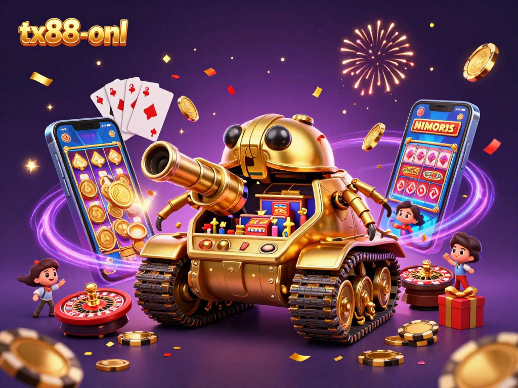 Experience excitement at tx88-onl with a massive golden beetle tank casino scene.