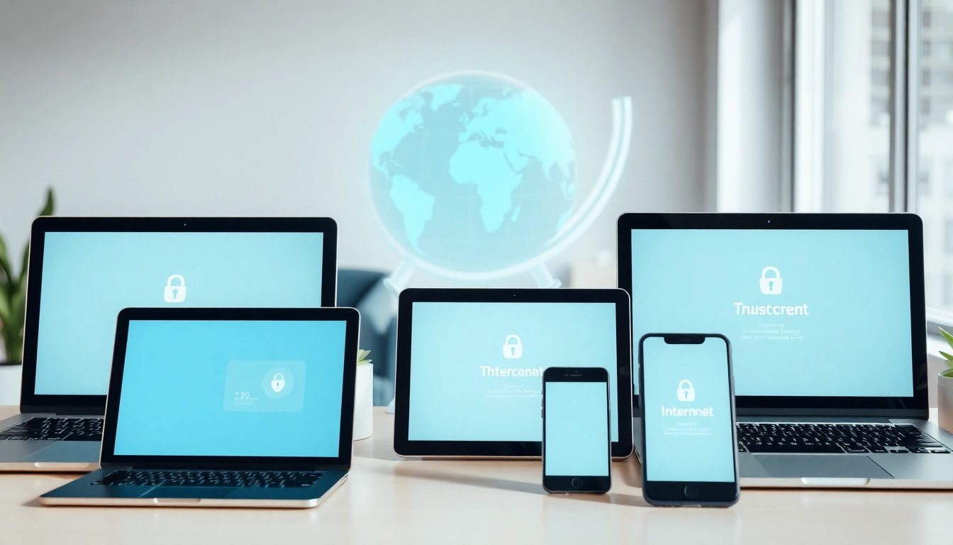 快连官网 interface on digital devices displaying secure, fast internet services