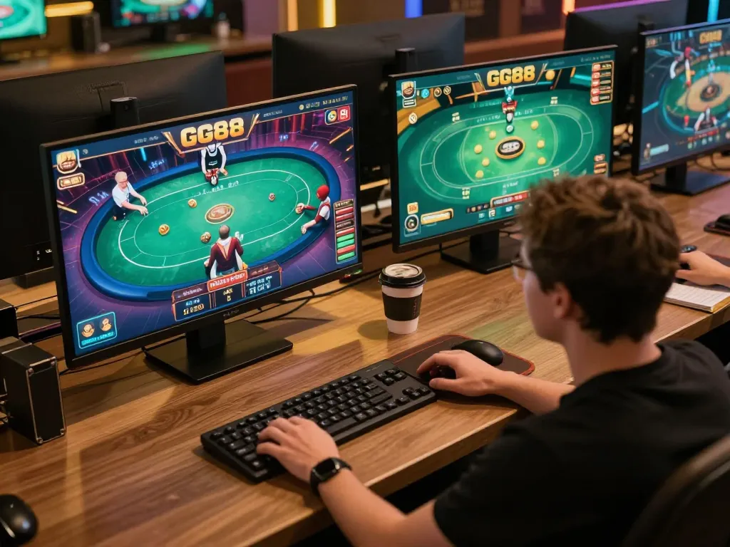 Players engaging with GG88 casino app while enjoying an online poker game