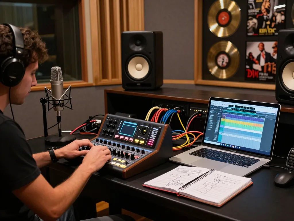 Sound engineer using the da88 in a modern recording studio, showcasing creative audio production.