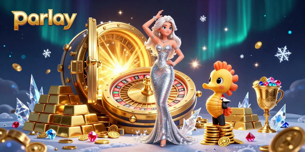 Engage with parlay betting in a vibrant 3D casino scene featuring roulette, treasures, and excitement.