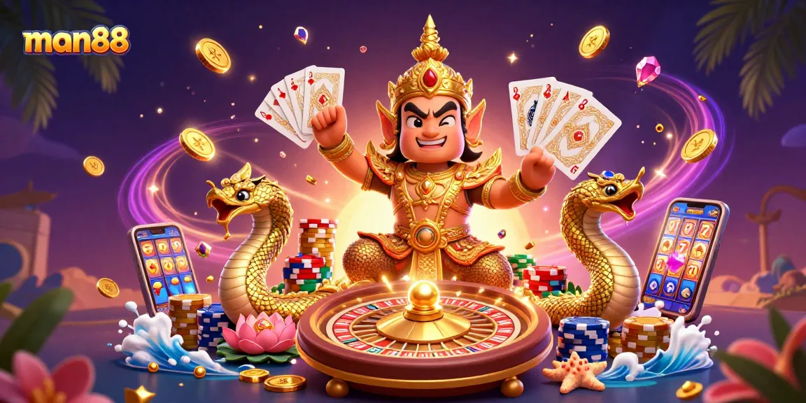 Experience thrilling gameplay at man88 casino, featuring vibrant characters and dynamic gambling elements.