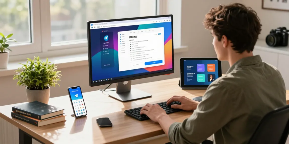 Transform your Telegram Chinese experience in a modern tech workspace.