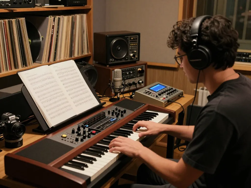 The VK88 organ being played in a vintage music studio setting, capturing passion and creativity.