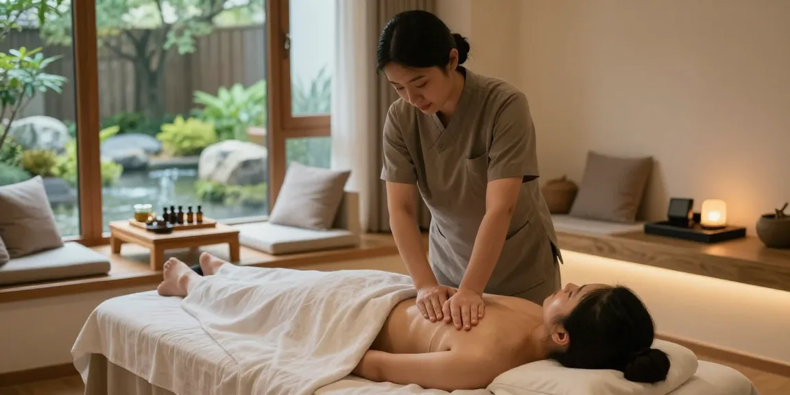 Korean massage therapy session in a tranquil setting showcasing 용산출장 wellness experience.