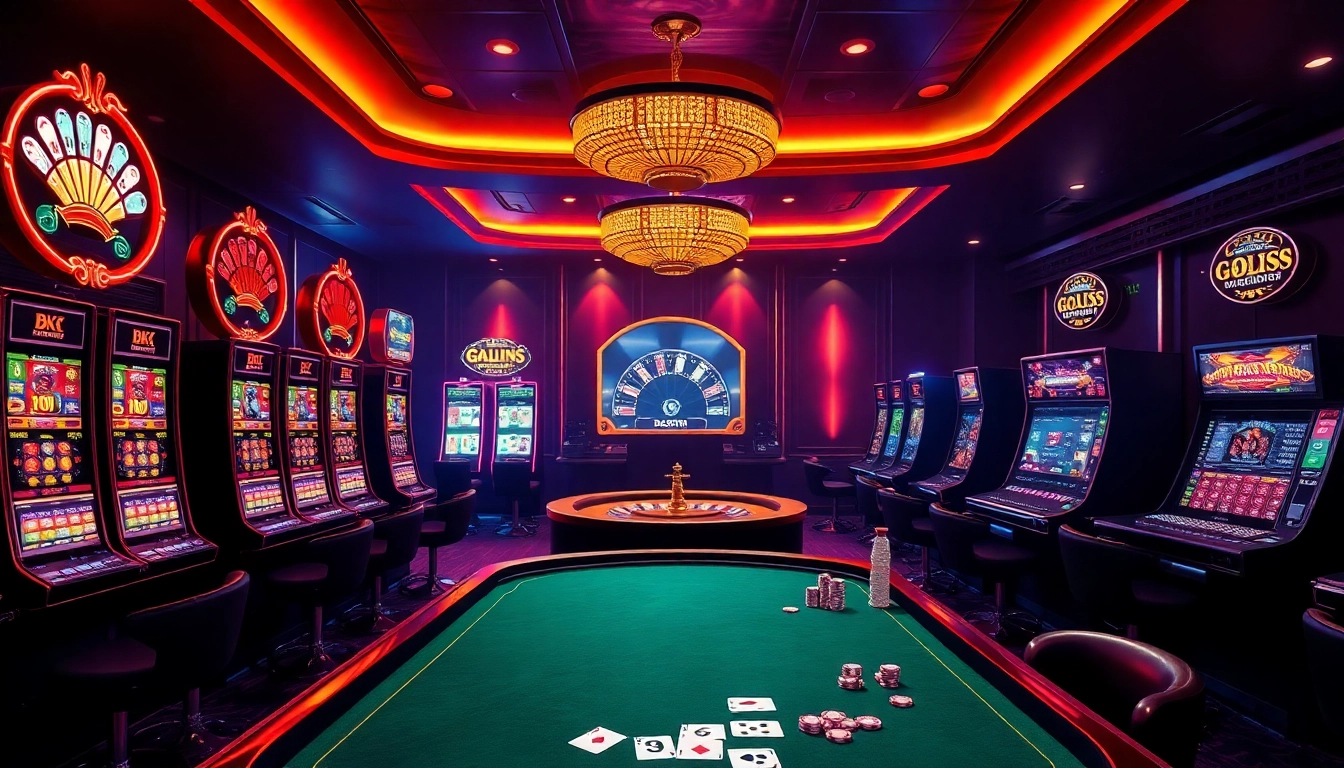 BGD33 - Experience the thrill of online gaming with vibrant slot machines and poker tables.